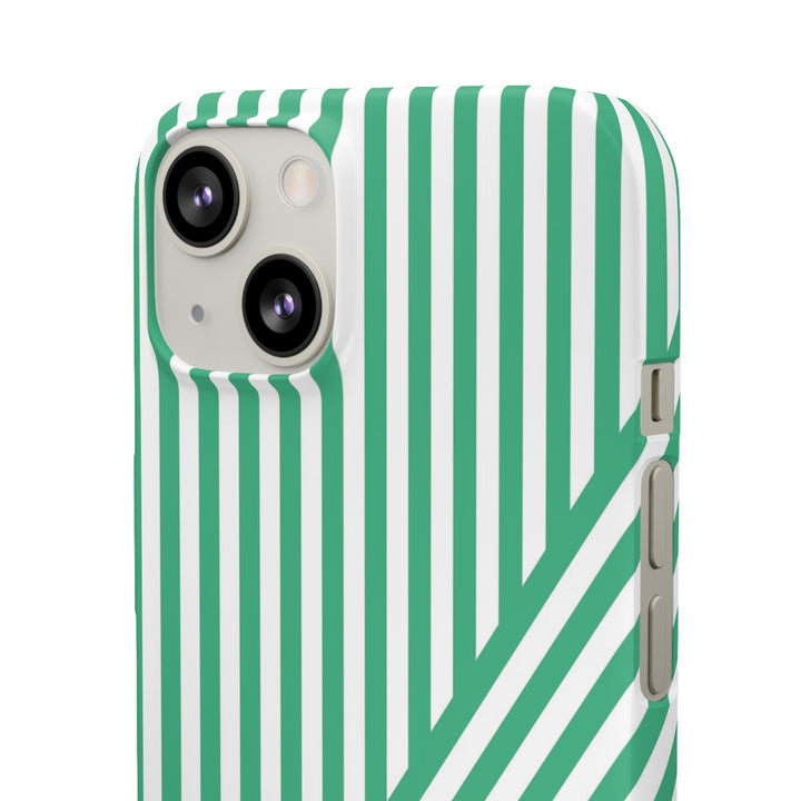 Aesthetic Emerald Stripes Cute Phone Case Sleek Snap - For iPhone 17 Pro Max iPhone 16 Pro iPhone 15 Iphone 14 Plus 13 Pro 12 11 10 Gift