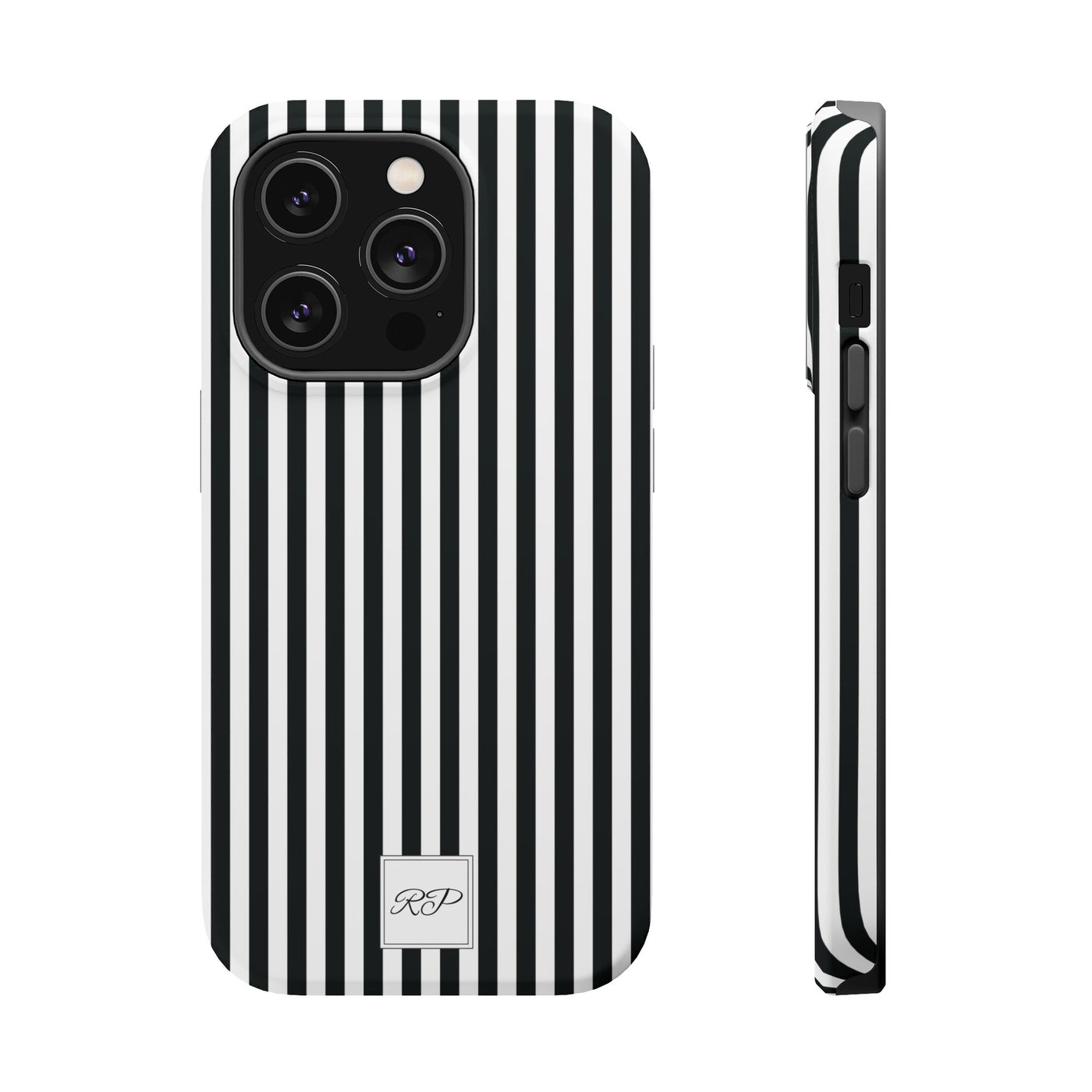Custom Personalized Black White Striped Magsafe Phone Case for Iphone 17 - | iPhone 16 Pro Max Case | iPhone 15 Case Iphone 14 13 12 11 10 - Studio40ParkLane