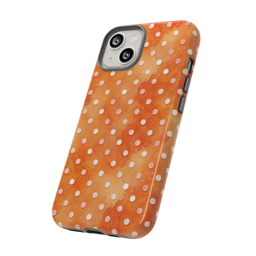 Aesthetic Tough Orange Polka Dots Watercolor Phone Case - For iPhone 17 Pro Max iPhone 16 Pro iPhone 15 Iphone 14 Plus 13 Pro 12 11 10 XR - Studio40ParkLane