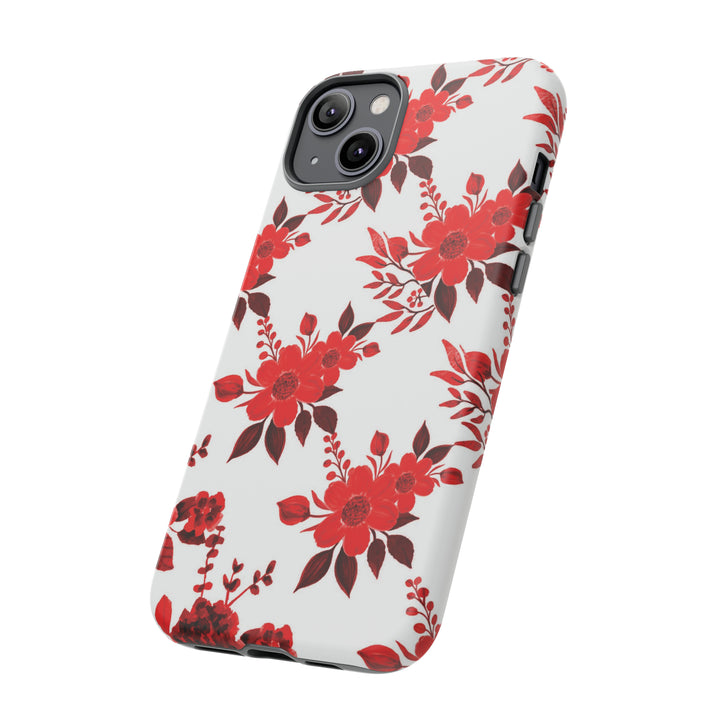 Cute IPhone Case | Red White Flowers, iPhone 15 Case | iPhone 15 Pro Case, Iphone 14 Case, Iphone 14 Pro Max Case, Protective Iphone Case - Studio40ParkLane