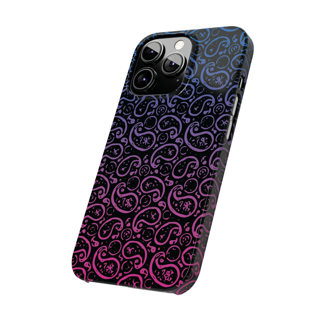 Slim Cute Phone Cases for Iphone - | iPhone 15 Case | iPhone 15 Pro Max Case, Iphone 14 Case, Iphone 14 Pro Max, Iphone 13, Paisley Blue Pink Black - Studio40ParkLane