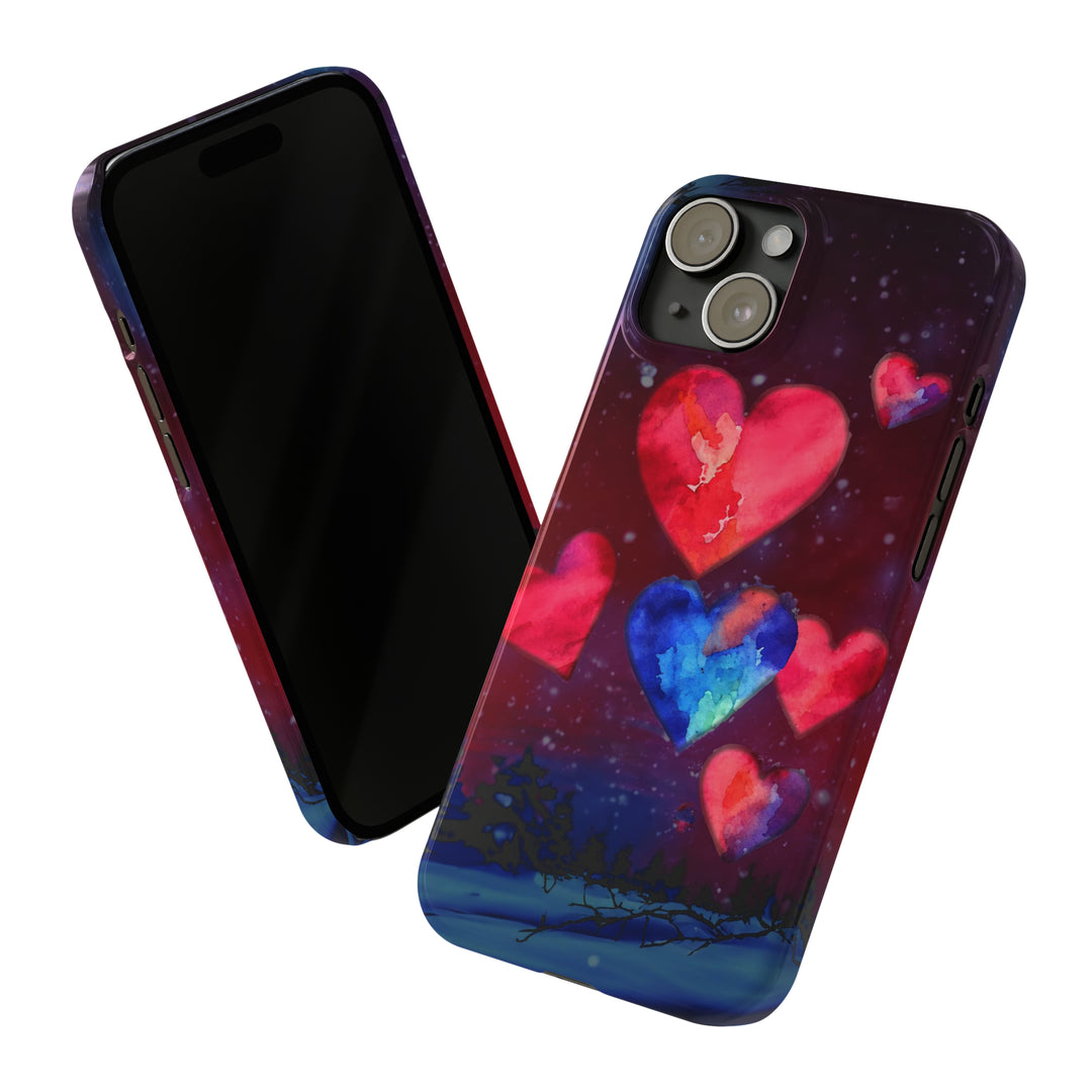 Slim Cute Phone Cases for Iphones - | iPhone 15 Case | iPhone 15 Pro Max Case, Iphone 14 Case, Iphone 14 Pro Max, Iphone 13, Night Sky Hearts Love - Studio40ParkLane