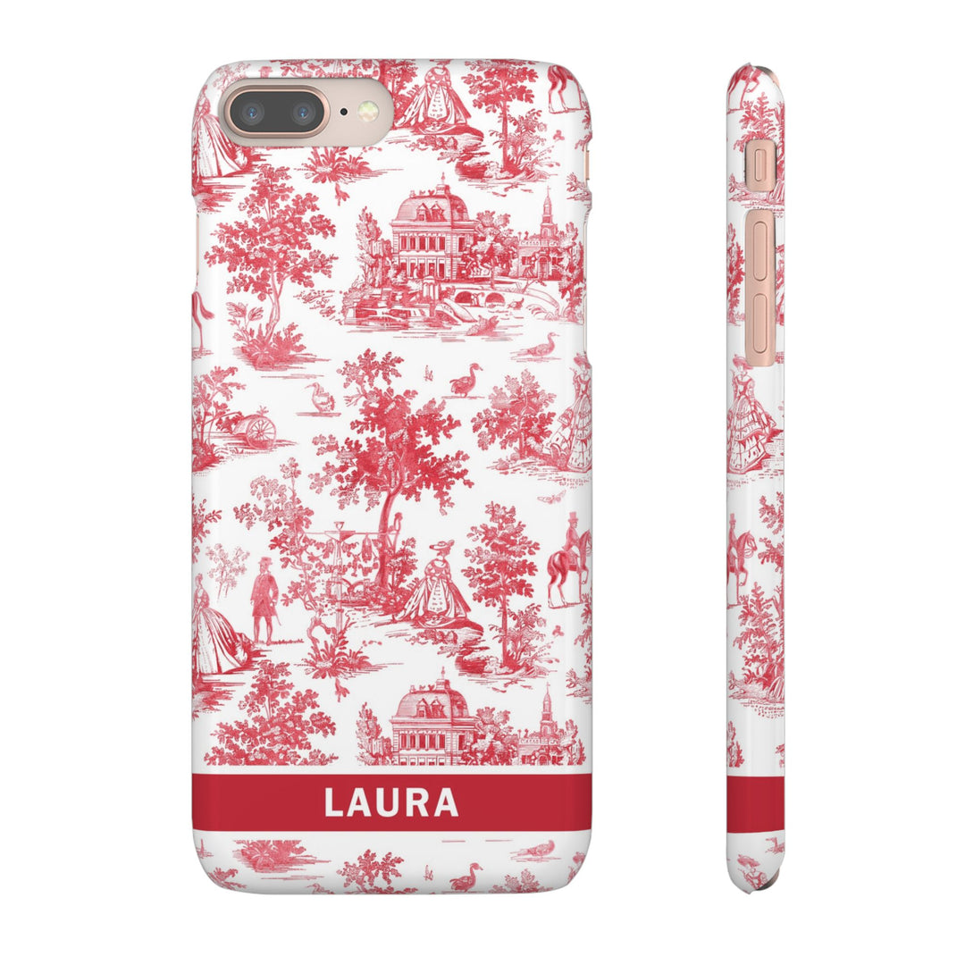 Snap French Toile Personalized Initial Custom Gift for Her Cute Phone Cases for Samsung S24, S23, S22, S21, S20, Plus and Ultra and Iphone, 16, 15, 14, 13, 12, 11. 10 - Studio40ParkLane