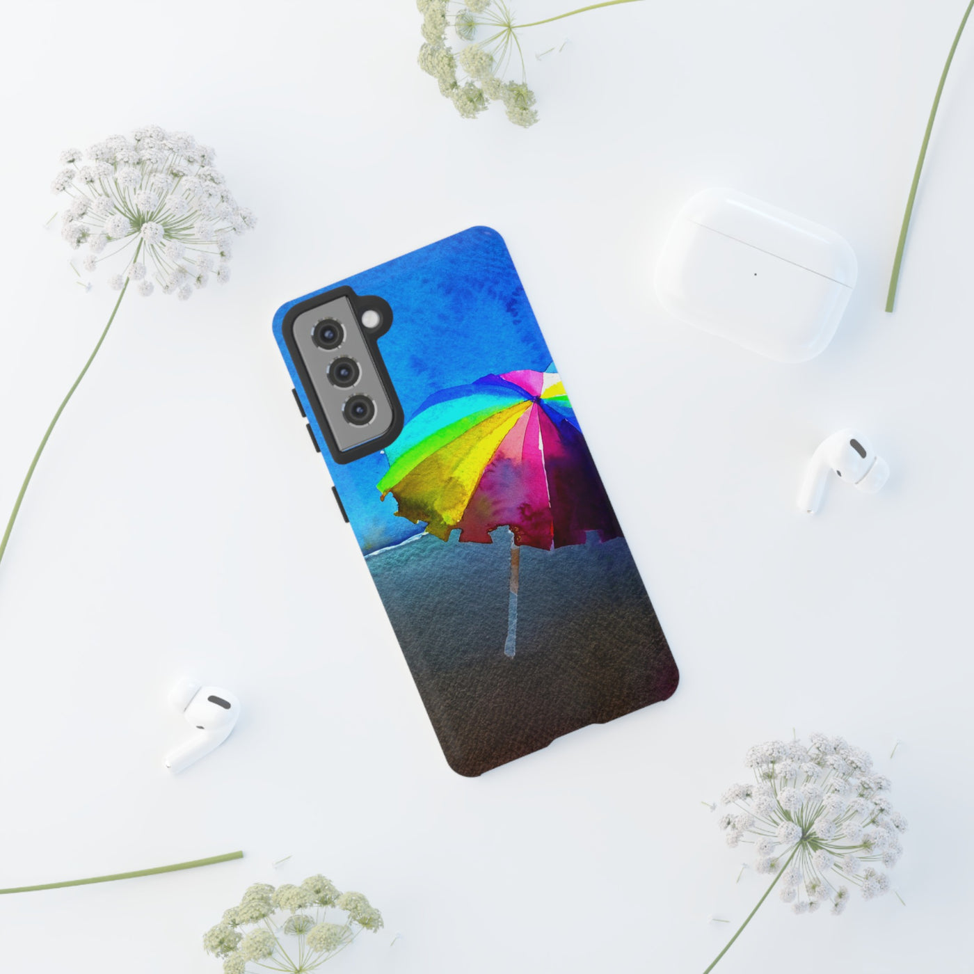 Cute Samsung Case | Cool Iphone Case | Summer Colorful Beach Parasol, Samsung S24, S23, S22, S21, IPhone 15 Case | Iphone 14 Case, Iphone 13 Case
