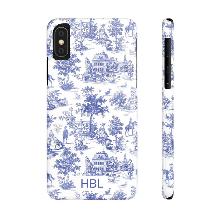 Slim Personalized Slim Blue Vintage French Toile Cute Phone Cases for Iphone 16 Pro Max | iPhone 15 Case | iPhone 15 Pro Max Case, Iphone 14, Iphone 14 Pro Max, Iphone 13 12 11 8 7 - Studio40ParkLane