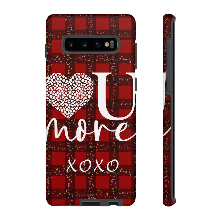 Cute Samsung Phone Cases, Designer Samsung Galaxy S23 Phone Case, Samsung S22 Case, Samsung S21 Case, Samsung S20 Case, Red Plaid Love You - Studio40ParkLane