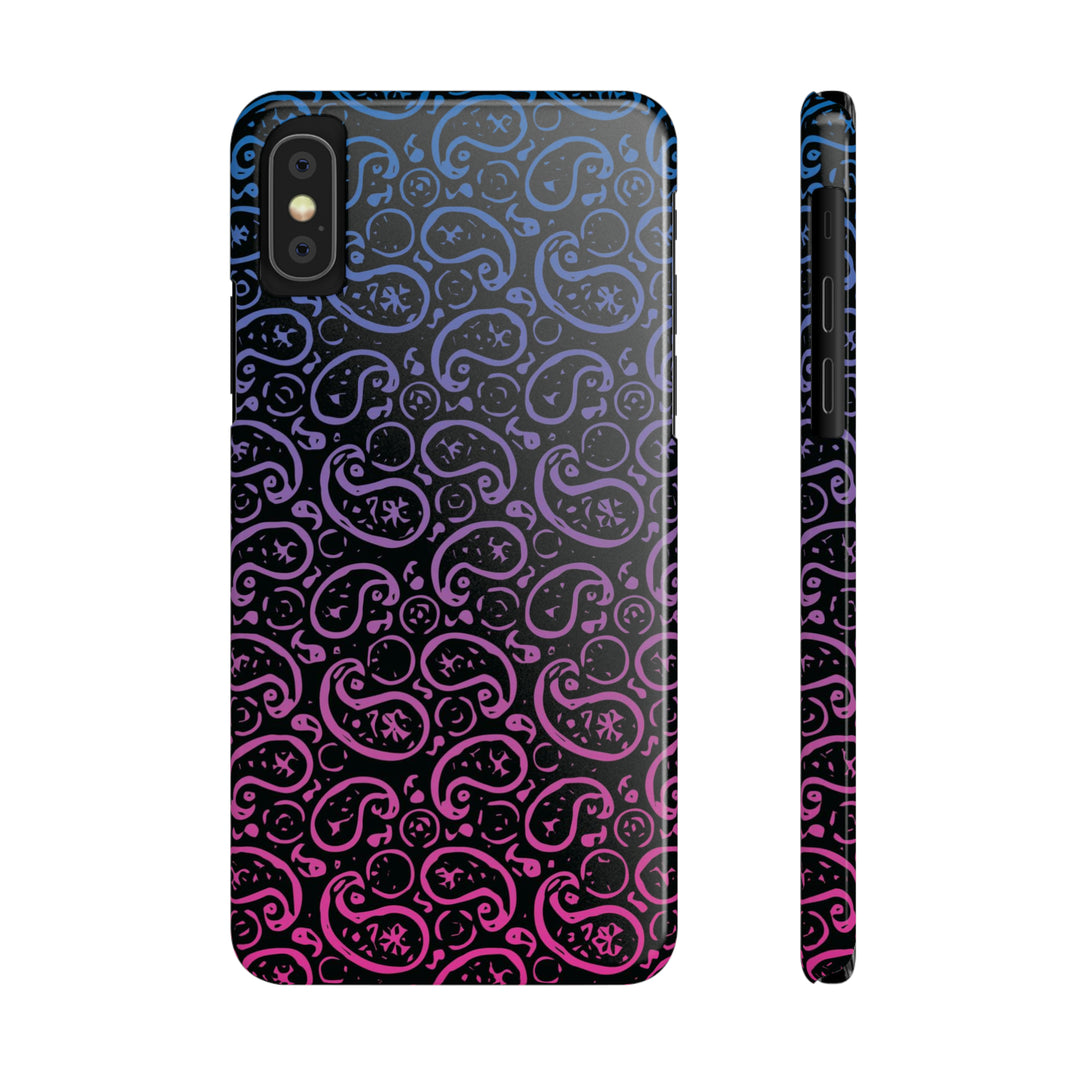Slim Cute Phone Cases for Iphone - | iPhone 15 Case | iPhone 15 Pro Max Case, Iphone 14 Case, Iphone 14 Pro Max, Iphone 13, Paisley Blue Pink Black - Studio40ParkLane