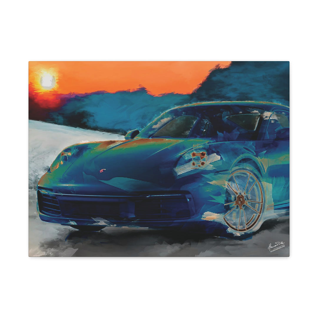 Porsche Wall Art on Canvas Print Gallery Wrapped - Gorgeous Porsche 911 Carrera Wall Art - Set in the mountains with a Sunset - Home Decor - Studio40ParkLane
