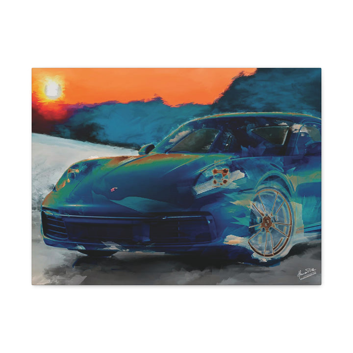 Porsche Wall Art on Canvas Print Gallery Wrapped - Gorgeous Porsche 911 Carrera Wall Art - Set in the mountains with a Sunset - Home Decor - Studio40ParkLane