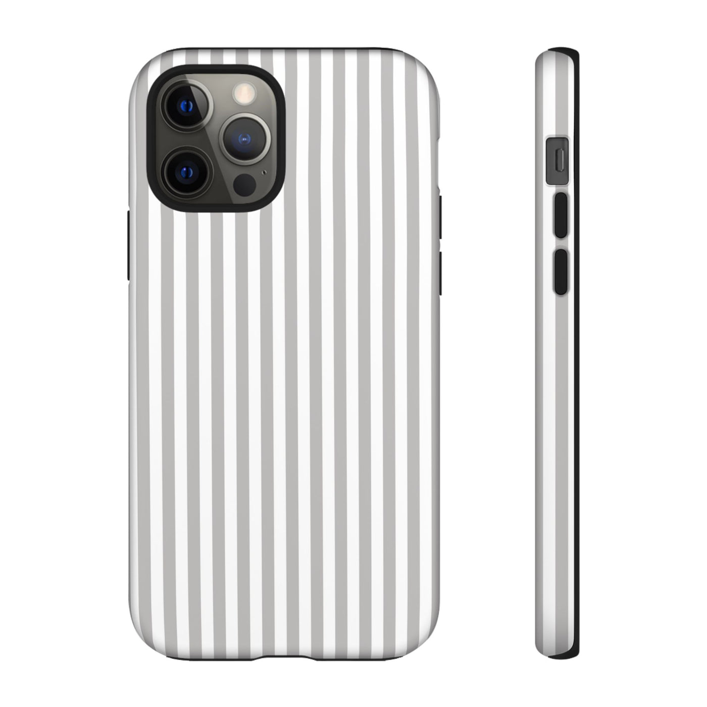 Tough Premium Ash Grey Stripes Phone Case Gift for Her - For Apple iPhone 16 Pro Max 16e iPhone 15 Pro iPhone Iphone 14 Plus 13 Pro 12 SE XR - Studio40ParkLane