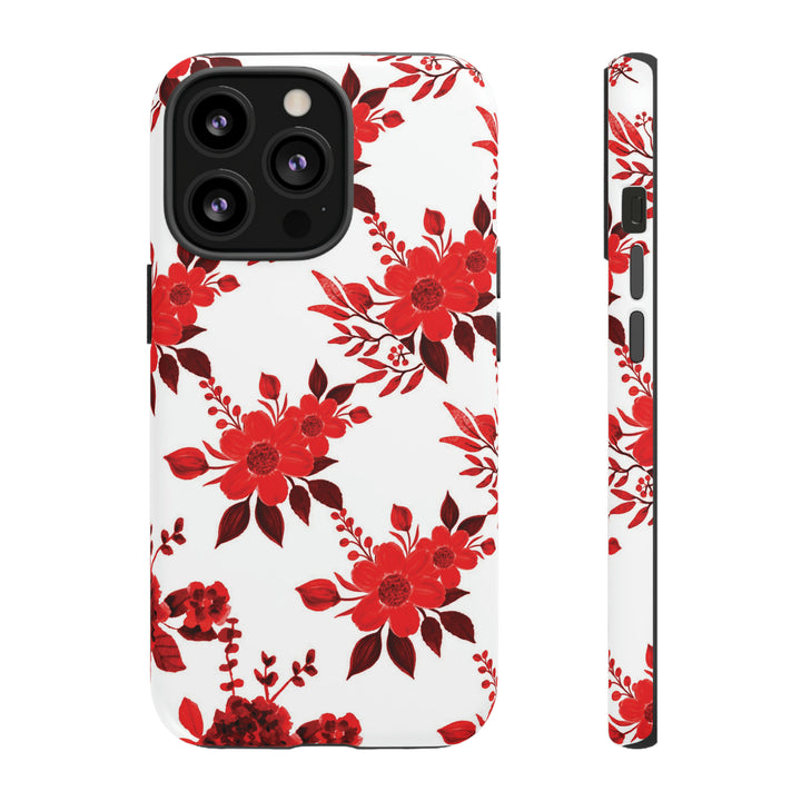 Cute IPhone Case | Red White Flowers, iPhone 15 Case | iPhone 15 Pro Case, Iphone 14 Case, Iphone 14 Pro Max Case, Protective Iphone Case - Studio40ParkLane