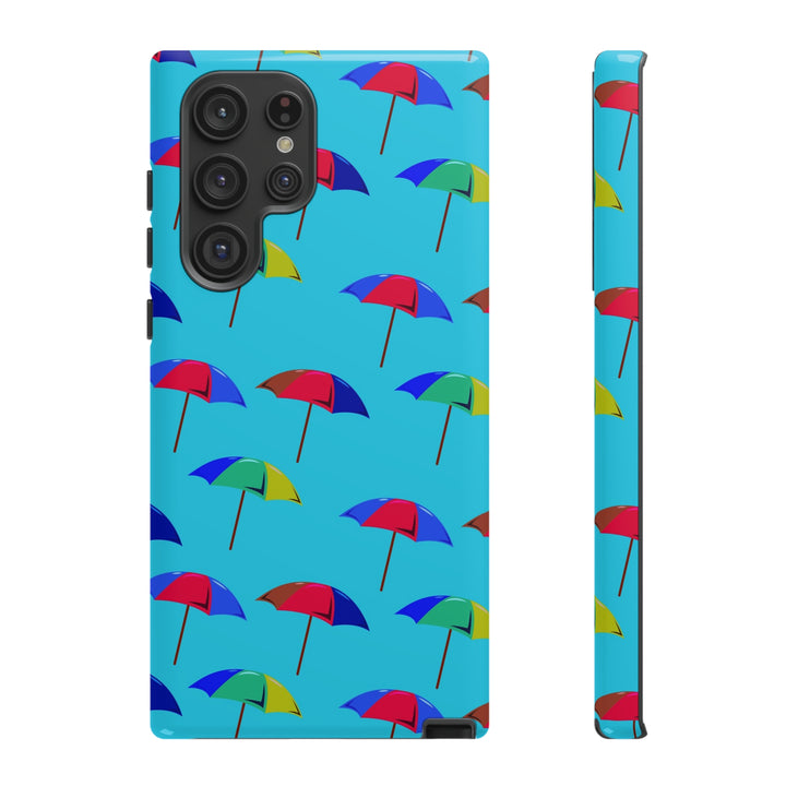 Cute Samsung Phone Case | Aesthetic Samsung Phone Case | Galaxy S23, S22, S21, S20 | Colorful Beach Parasols Blue, Protective Phone Case - Studio40ParkLane