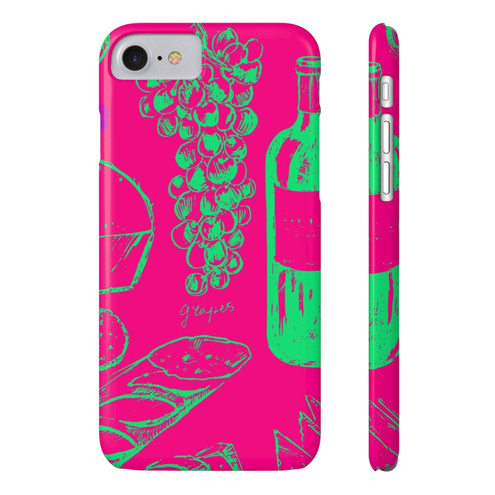 Slim French Food Wine Pink Green Cute Phone Cases for Iphone | iPhone 15 Case | iPhone 15 Pro Max Case, Iphone 14, Iphone 14 Pro Max, Iphone 13, - Studio40ParkLane