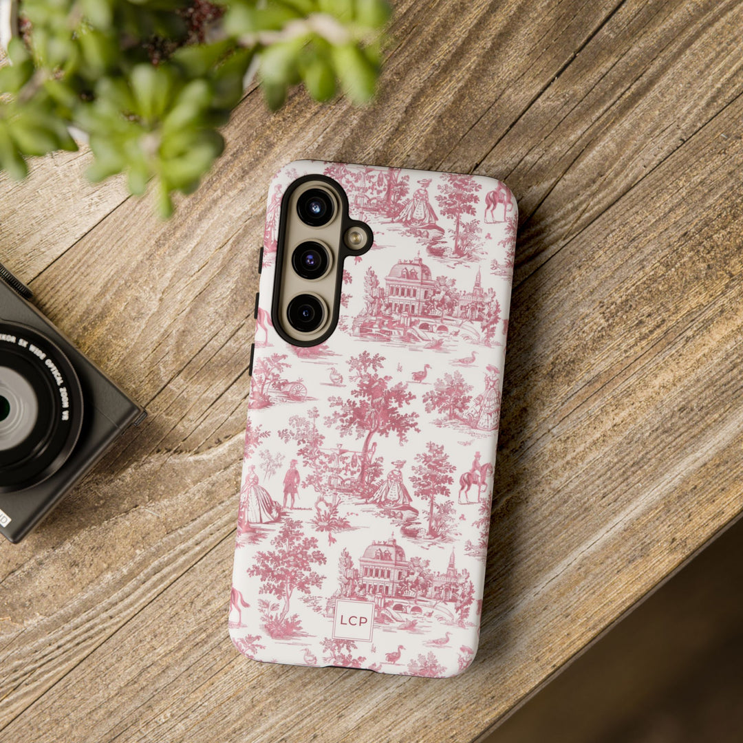 Personalized Custom French Toile Tough Cute Phone Case For Apple iPhone 18, 17, 16, 15 14, Pro Max, Samsung Galaxy S26, S25, S24 Plus Ultra