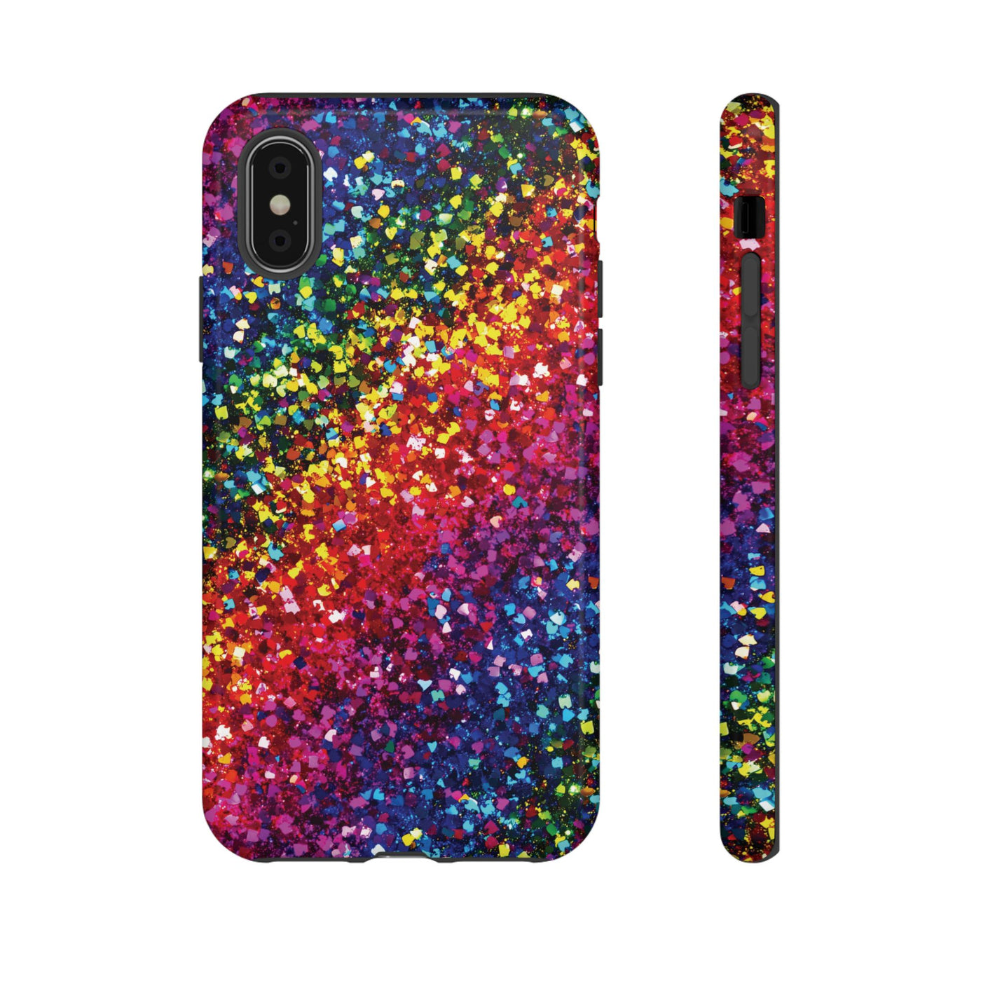 Faux Chic Play on Glitter Effect Cute Phone Case, for IPhone 16 pro Max | Iphone 15, Iphone 14, IPhone 13 Case, 11 8 7, Samsung Galaxy S24, S23, S22, S21, 2 Layer Protection