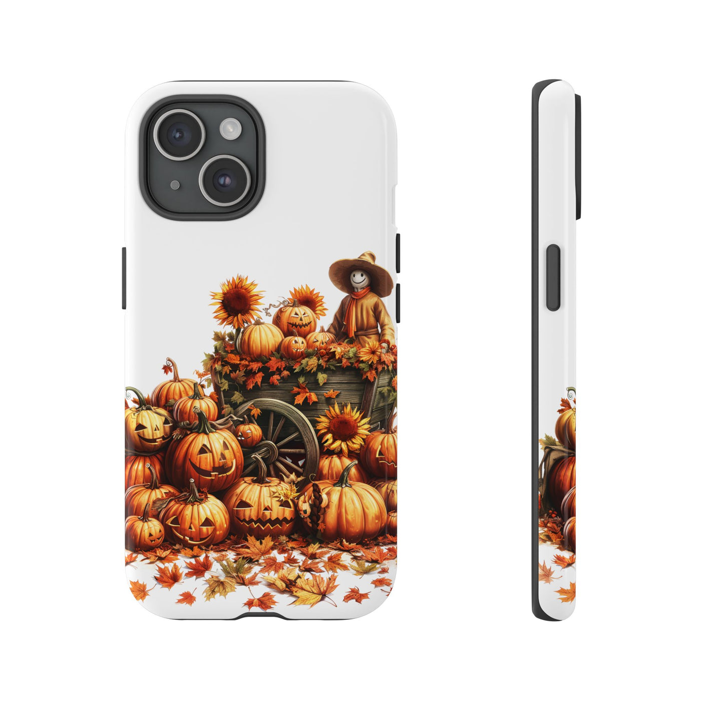 Impact Resistant, Fall Leaves Scarecrow, Cute Phone Cases for Samsung S24, S23, S22, S21, IPhone 15 pro Iphone 14 pro Iphone 13 IPhone 12 Iphone 11