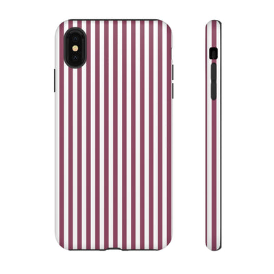Tough Premium Old Claret Stripes Phone Case Gift for Her - For Apple iPhone 16 Pro Max 16e iPhone 15 Pro iPhone Iphone 14 Plus 13 Pro 12 SE XR - Studio40ParkLane