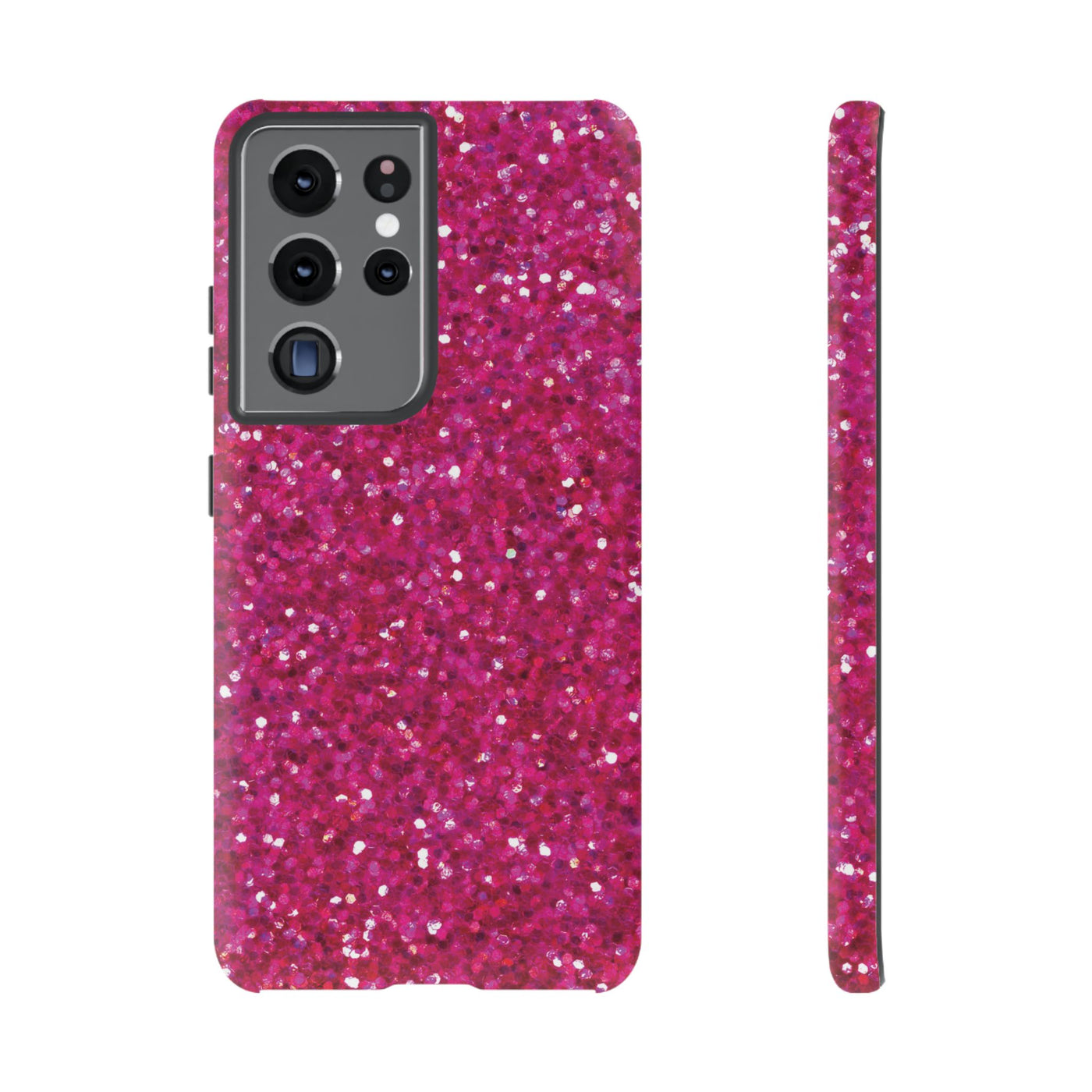 Chic Pink Faux Play on Glitter Effect Cute Phone Case, for IPhone 16 pro Max | Iphone 15, Iphone 14, IPhone 13 Case, 11 8 7, Samsung Galaxy S24, S23, S22, S21, 2 Layer Protection