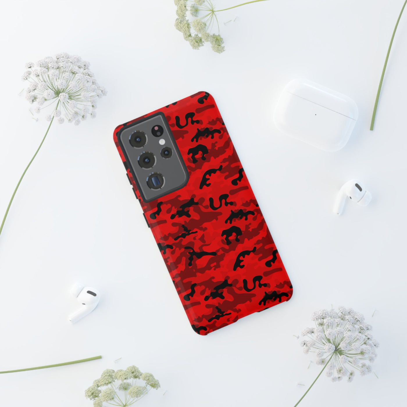 Impact Resistant, Red Camo Camouflage, Cute Phone Cases for Samsung S24, S23, S22, S21, IPhone 15 pro Iphone 14 pro Iphone 13 IPhone 12 Iphone 11