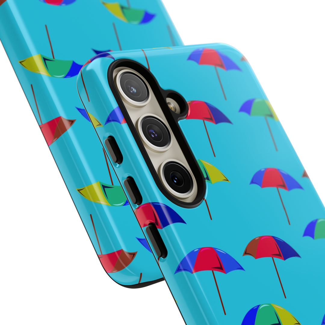 Cute Samsung Phone Case | Aesthetic Samsung Phone Case | Galaxy S23, S22, S21, S20 | Colorful Beach Parasols Blue, Protective Phone Case - Studio40ParkLane