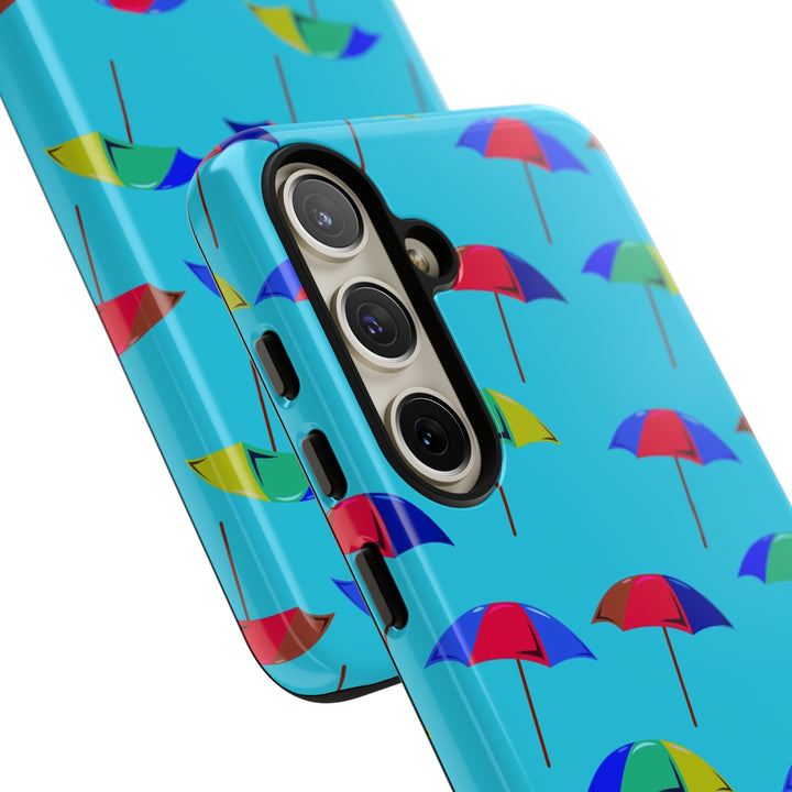 Cute Samsung Phone Case | Aesthetic Samsung Phone Case | Galaxy S23, S22, S21, S20 | Colorful Beach Parasols Blue, Protective Phone Case - Studio40ParkLane