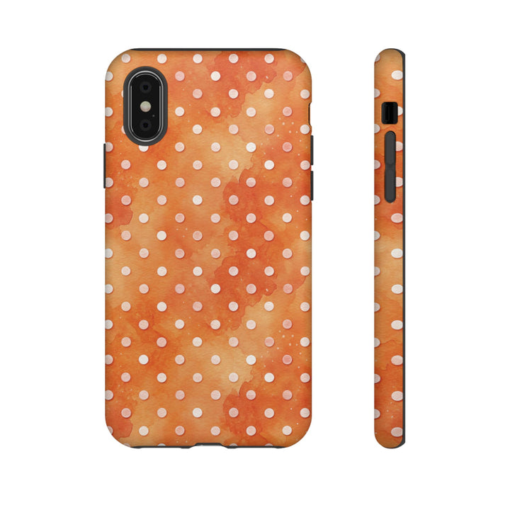 Aesthetic Tough Orange Polka Dots Watercolor Phone Case - For iPhone 17 Pro Max iPhone 16 Pro iPhone 15 Iphone 14 Plus 13 Pro 12 11 10 XR - Studio40ParkLane