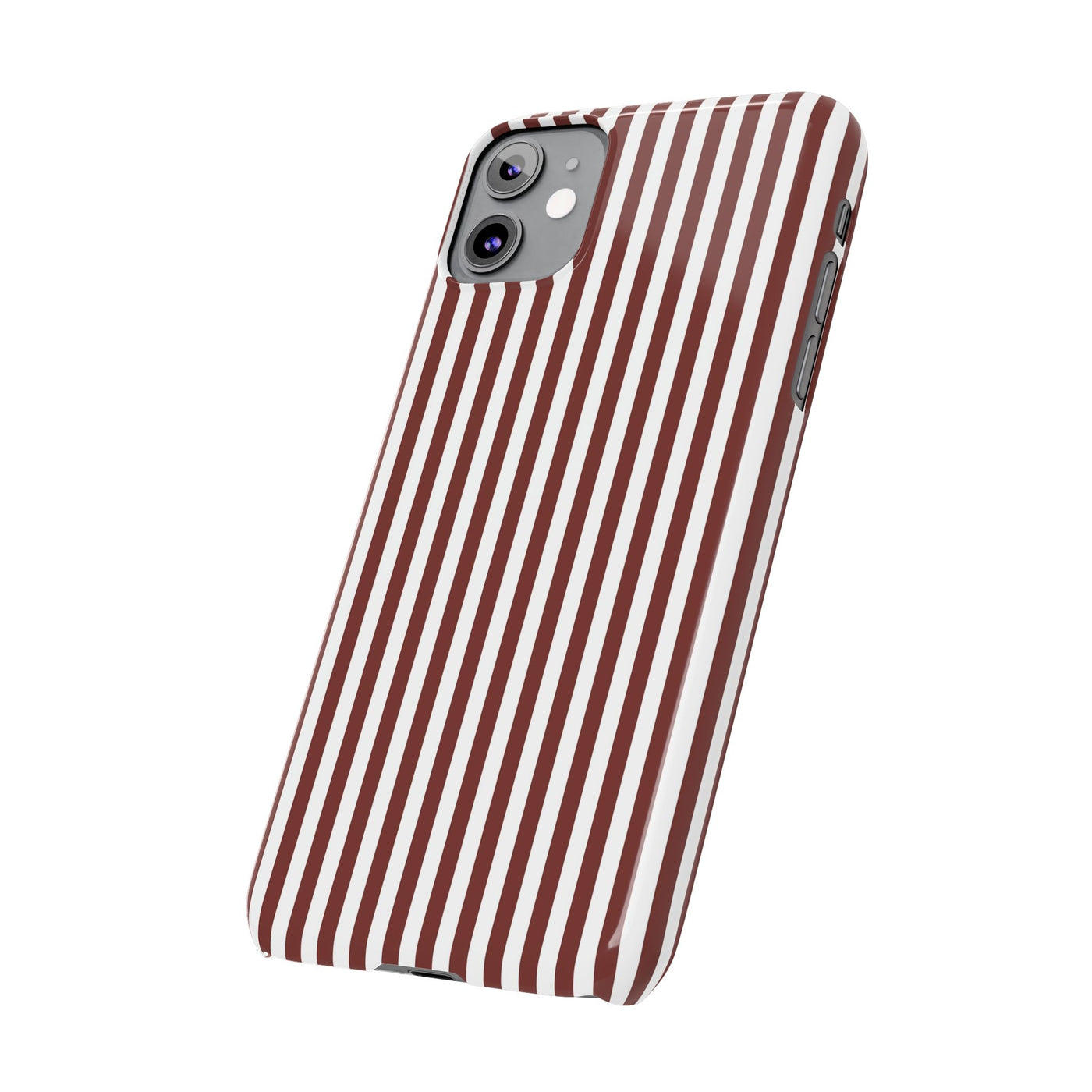 Slim Chocolate Brown Striped Cute Phone Case for Iphone 16 - | iPhone 15 Pro Max Case | iPhone 14 Case Iphone 13 12 11 10 9 8 7 Gift for Her - Studio40ParkLane