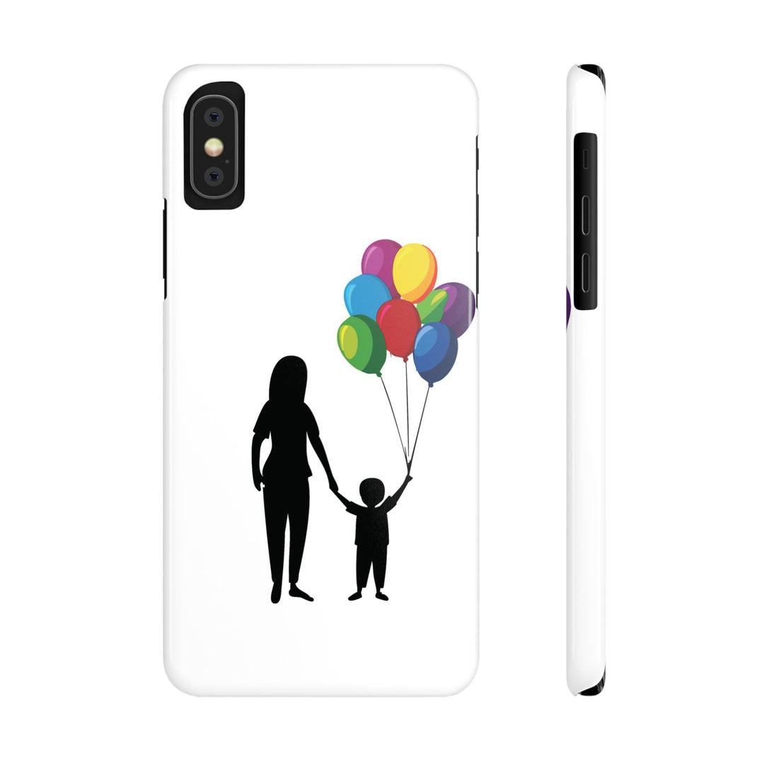 Slim Mother Child Balloons Gift for Her Cute Phone Cases for Iphone 16 Pro Max | iPhone 15 Case | iPhone 15 Pro Max Case, Iphone 14, 13, 12, 11, 10, 8, 7 - Studio40ParkLane
