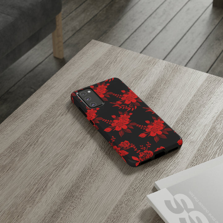 Cute Samsung Phone Case | Aesthetic Samsung Phone Case | Galaxy S23, S22, S21, S20 | Red Black Flowers, Protective Phone Case - Studio40ParkLane