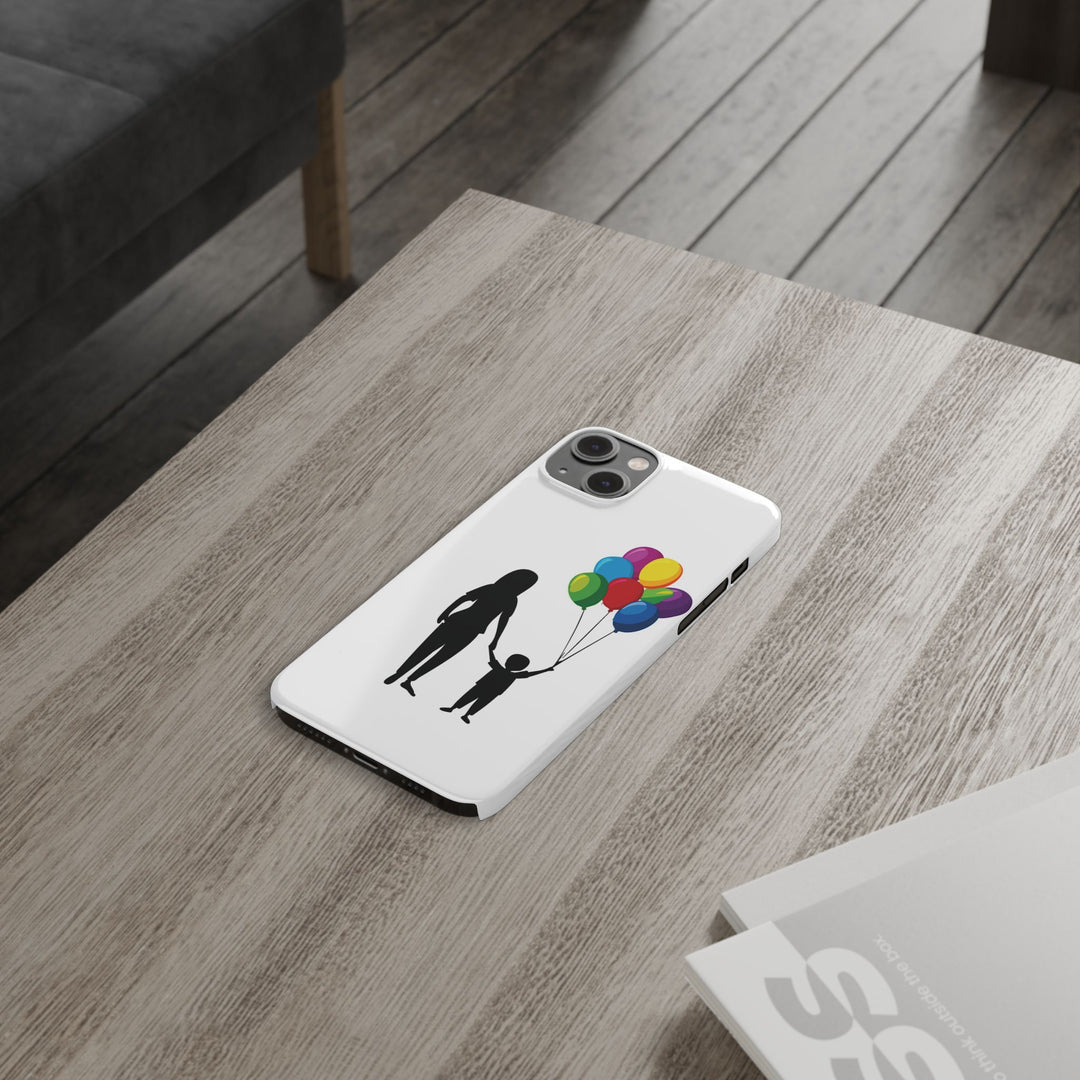 Slim Mother Child Balloons Gift for Her Cute Phone Cases for Iphone 16 Pro Max | iPhone 15 Case | iPhone 15 Pro Max Case, Iphone 14, 13, 12, 11, 10, 8, 7 - Studio40ParkLane