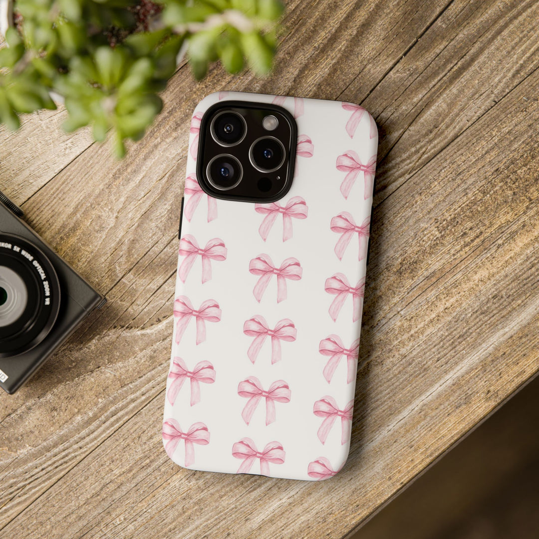 Pink Bows Cute Phone Case, for IPhone 16 Pro Max | Iphone 15, Iphone 14, IPhone 13 Case, 11 8 7, Samsung Galaxy S24, S23, S22, S21, 2 Layer Protection - Studio40ParkLane