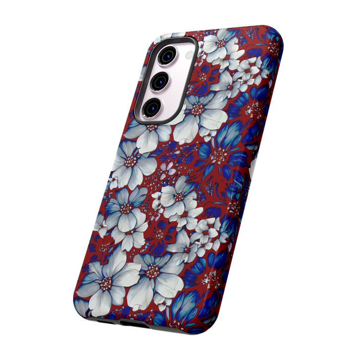 Cute Samsung Phone Case | Aesthetic Samsung Phone Case | Galaxy S23, S22, S21, S20 | Red Blue Flowers, Protective Phone Case - Studio40ParkLane