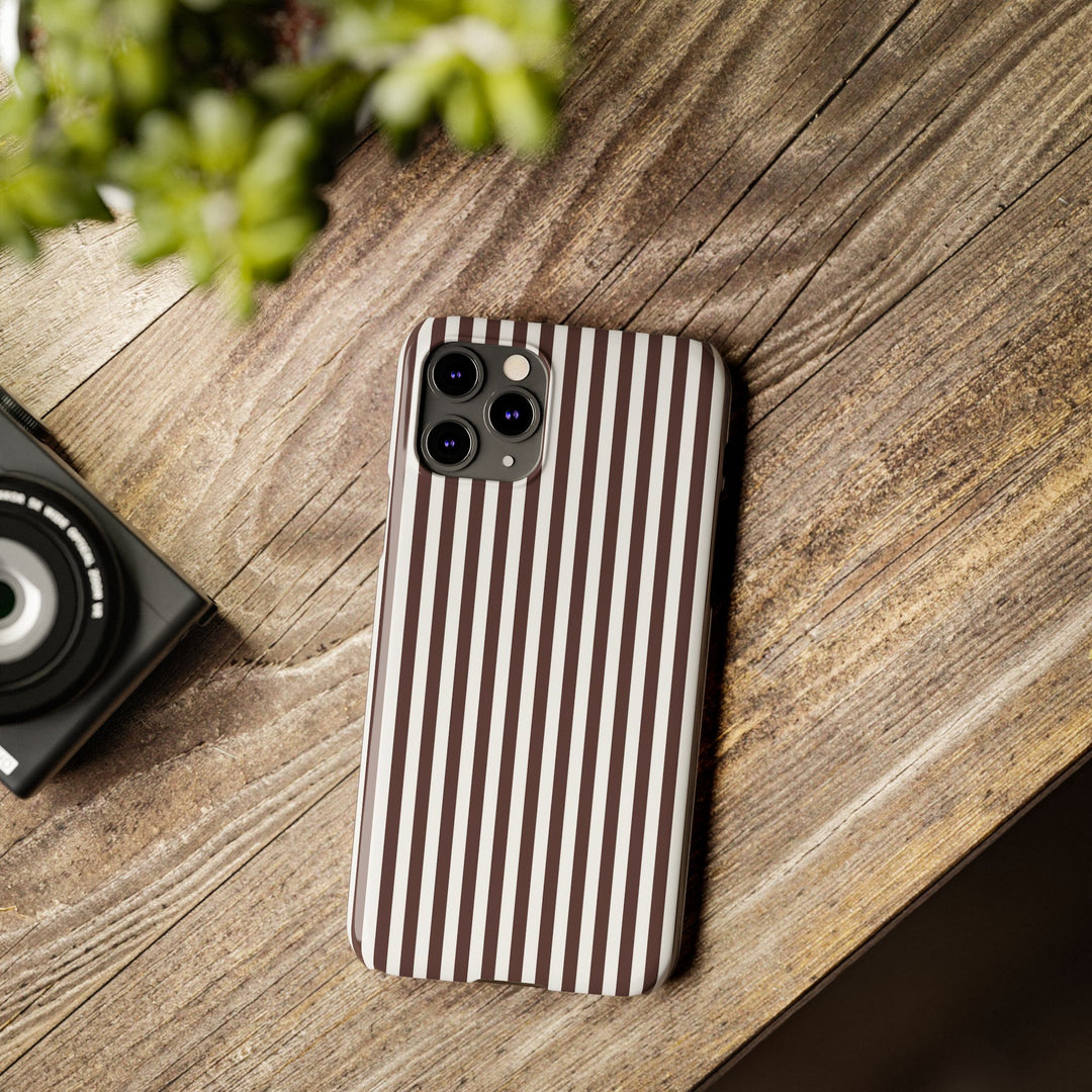 Slim Carriage Brown Striped Cute Phone Case for Iphone 16 - | iPhone 15 Pro Max Case | iPhone 14 Case Iphone 13 12 11 10 9 8 7 Gift for Her - Studio40ParkLane