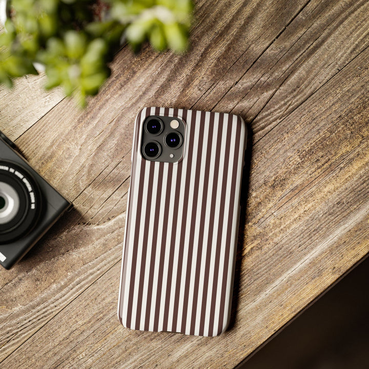 Slim Carriage Brown Striped Cute Phone Case for Iphone 16 - | iPhone 15 Pro Max Case | iPhone 14 Case Iphone 13 12 11 10 9 8 7 Gift for Her - Studio40ParkLane