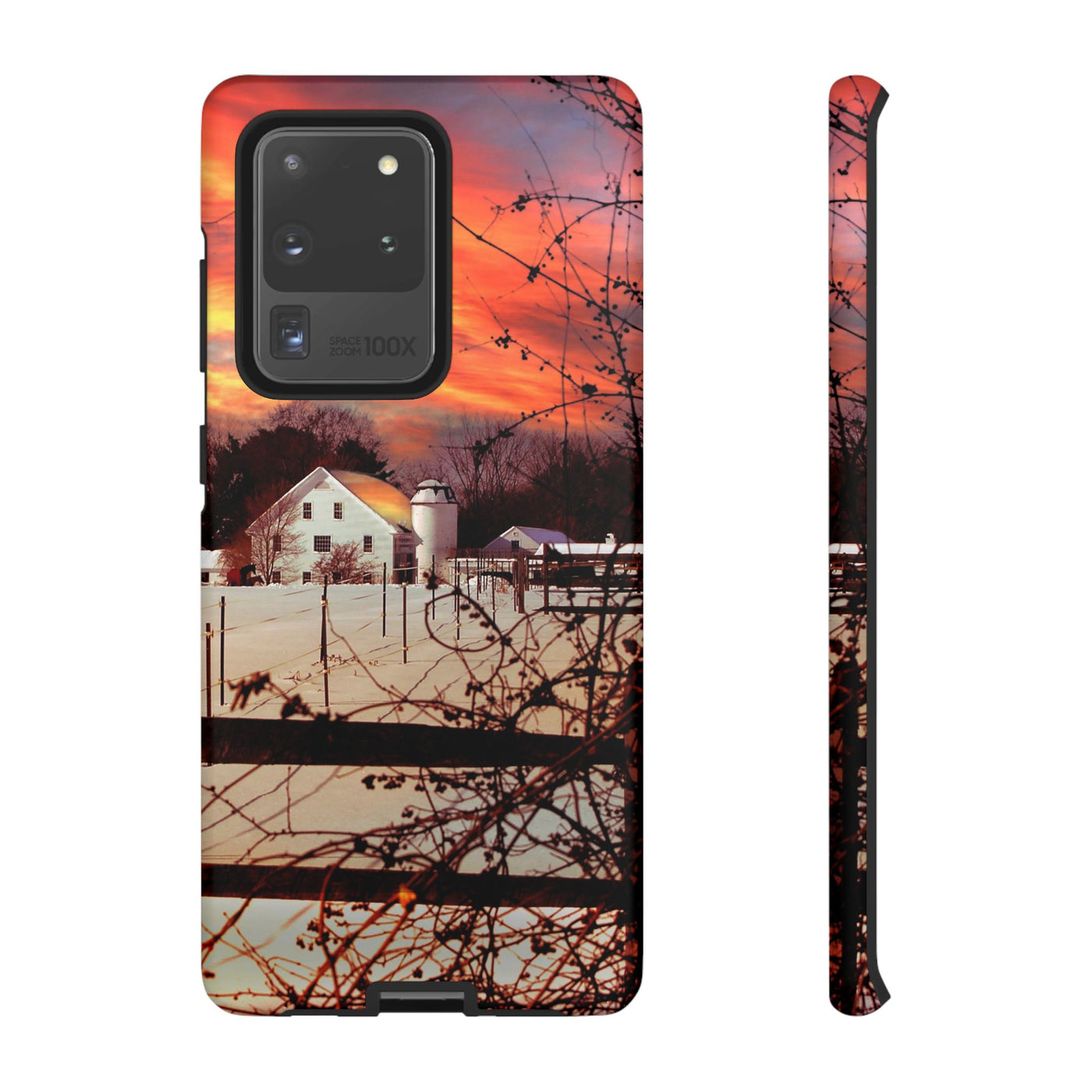 Impact Resistant, Winter Sunset Cute Phone Cases for Samsung S24, S23, S22, S21, IPhone 15 pro Iphone 14 pro Iphone 13 IPhone 12 Iphone 11