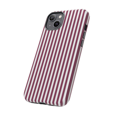 Tough Premium Old Claret Stripes Phone Case Gift for Her - For Apple iPhone 16 Pro Max 16e iPhone 15 Pro iPhone Iphone 14 Plus 13 Pro 12 SE XR - Studio40ParkLane