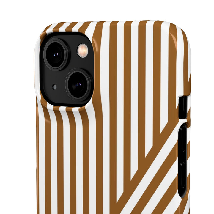 Aesthetic Mocha Brown Stripes Cute Phone Case Sleek Snap - For iPhone 17 Pro Max iPhone 16 Pro iPhone 15 Iphone 14 Plus 13 Pro 12 11 10 Gift - Studio40ParkLane