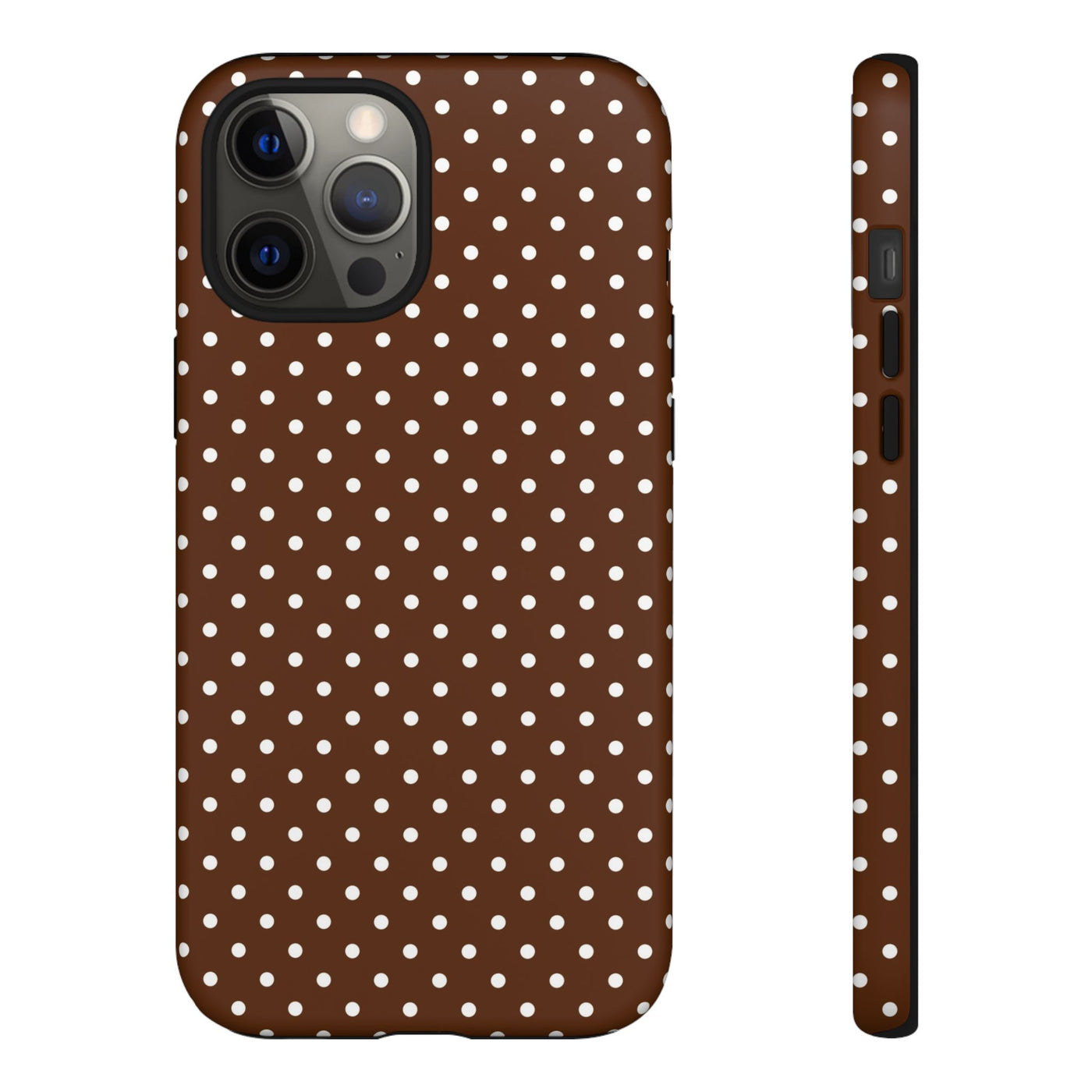 Aesthetic Tough Mocha Brown Polka Dots Premium Phone Case - For iPhone 17 Pro Max iPhone 16 Pro iPhone 15 Iphone 14 Plus 13 Pro 12 11 10 - Studio40ParkLane