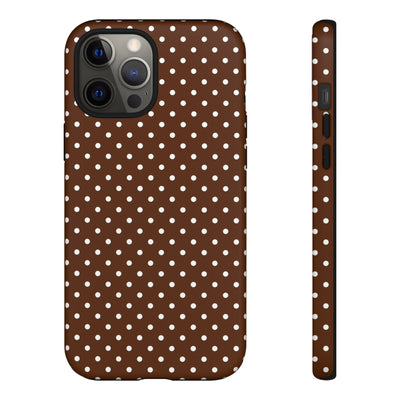 Aesthetic Tough Mocha Brown Polka Dots Premium Phone Case - For iPhone 17 Pro Max iPhone 16 Pro iPhone 15 Iphone 14 Plus 13 Pro 12 11 10 - Studio40ParkLane