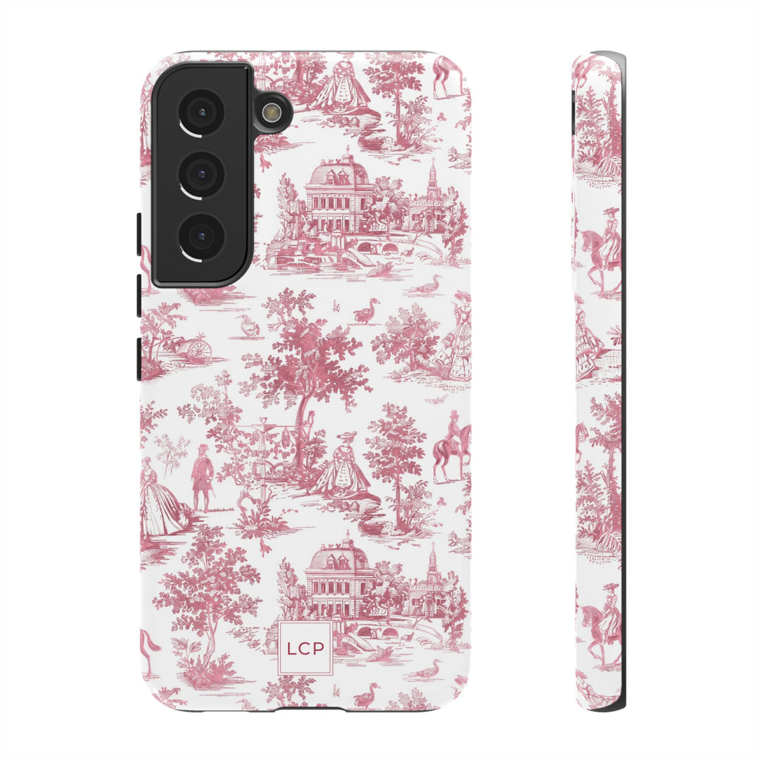 Personalized Custom French Toile Tough Cute Phone Case For Apple iPhone 18, 17, 16, 15 14, Pro Max, Samsung Galaxy S26, S25, S24 Plus Ultra