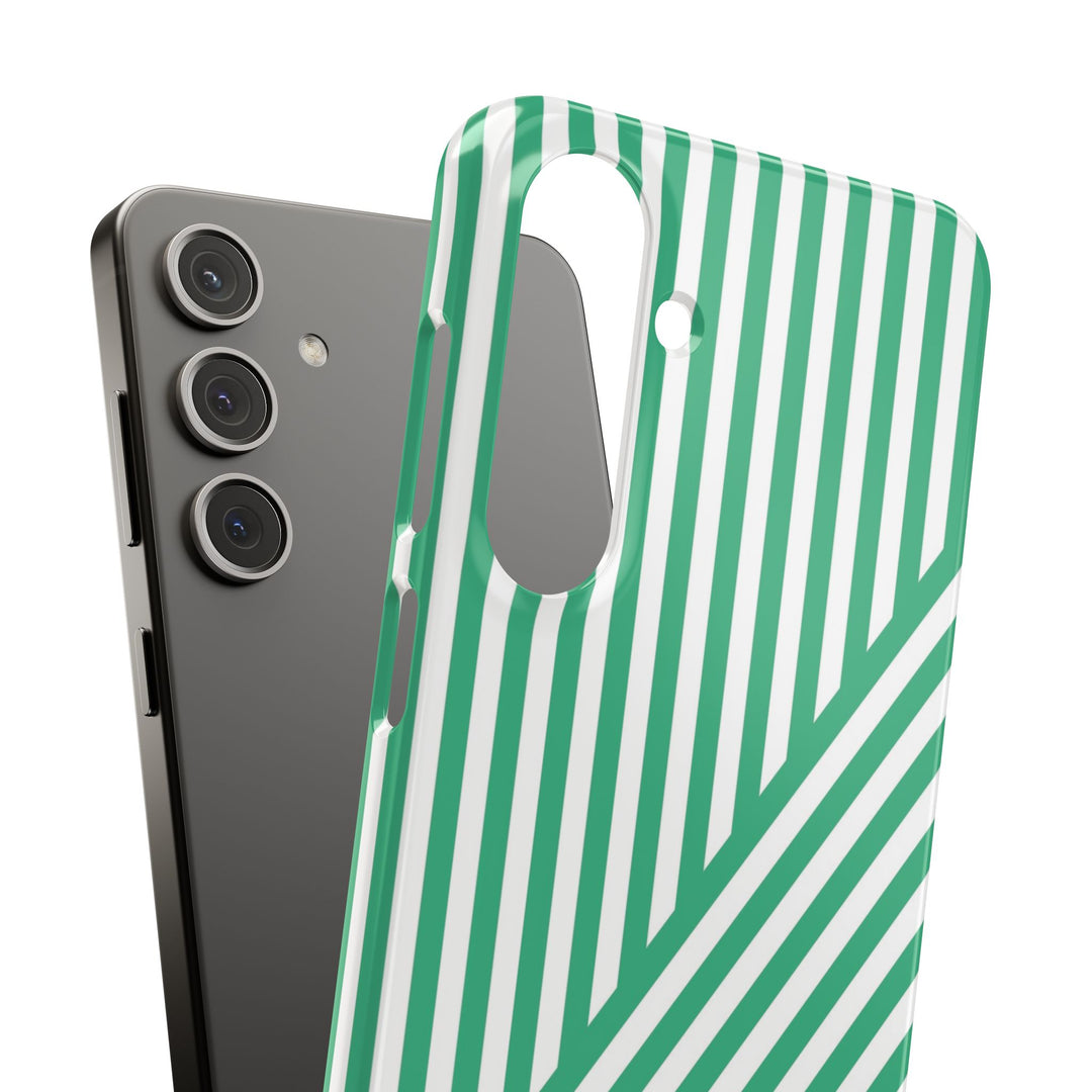 Aesthetic Emerald Stripes Cute Phone Case Sleek Snap - For iPhone 17 Pro Max iPhone 16 Pro iPhone 15 Iphone 14 Plus 13 Pro 12 11 10 Gift