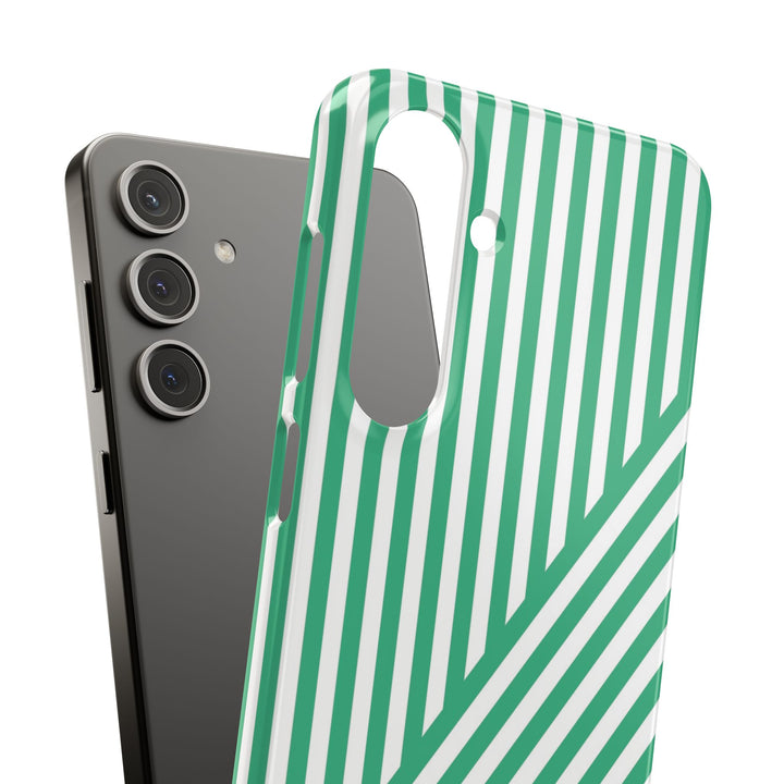 Aesthetic Emerald Stripes Cute Phone Case Sleek Snap - For iPhone 17 Pro Max iPhone 16 Pro iPhone 15 Iphone 14 Plus 13 Pro 12 11 10 Gift