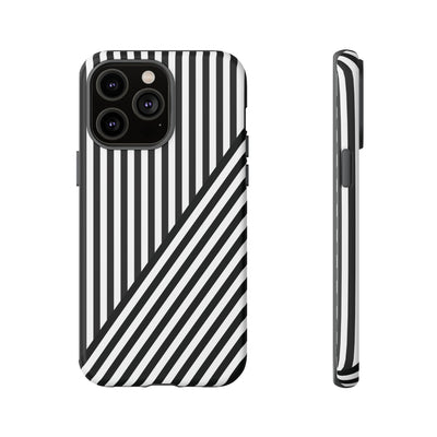 Aesthetic Tough Black White Stripes Phone Case - For iPhone 17 Pro Max iPhone 16 Pro iPhone 15 Iphone 14 Plus 13 Pro 12 11 10 XR - Studio40ParkLane