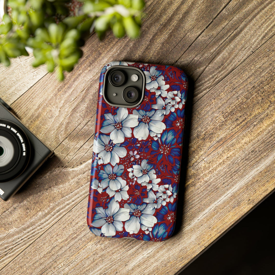 Cute IPhone Case | Red Blue Flowers, iPhone 15 Case | iPhone 15 Pro Case, Iphone 14 Case, Iphone 14 Pro Max Case, Protective Iphone Case - Studio40ParkLane