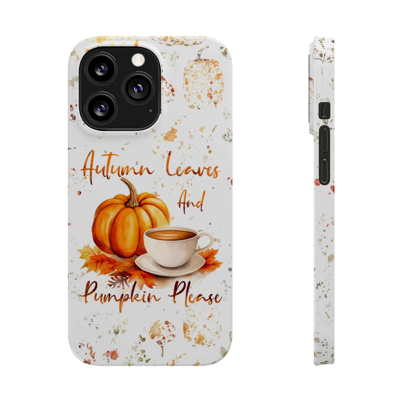 Slim Fall Leaves and Pumpkins Slim Cute Phone Cases for Iphone  | iPhone 15 Case | iPhone 15 Pro Max Case, Iphone 14, Iphone 14 Pro Max, Iphone 13