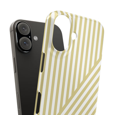 Aesthetic Yellow Beige Stripes Cute Phone Case Sleek Snap - For iPhone 17 Pro Max iPhone 16 Pro iPhone 15 Iphone 14 Plus 13 Pro 12 11 10 Gift
