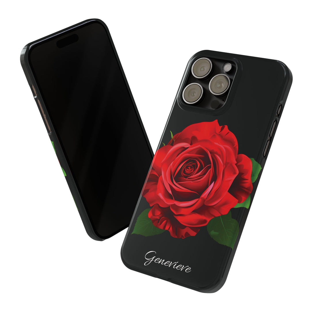 Slim Custom Personalized Red Rose Flowers Gift for Her Cute Phone Cases for Iphone 16 Pro Max | iPhone 15 Case | iPhone 15 Pro Max Case, Iphone 14, Iphone 14 Pro Max, Iphone 13 12 11 8 7 - Studio40ParkLane