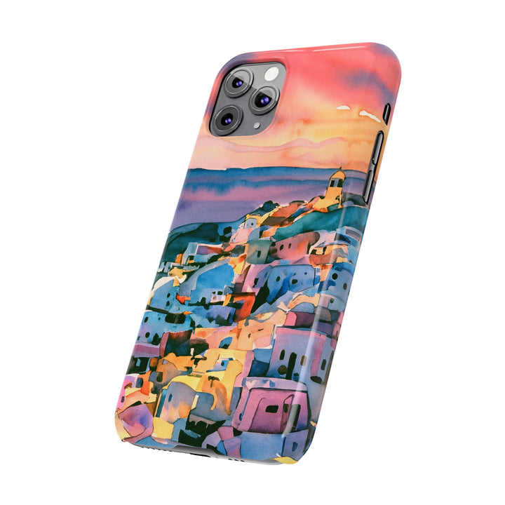 Slim Cute Phone Cases for Iphone | iPhone 15 Case | iPhone 15 Pro Max Case, Iphone 14, Iphone 14 Pro Max, Iphone 13, Colorful Greek House Watercolor - Studio40ParkLane