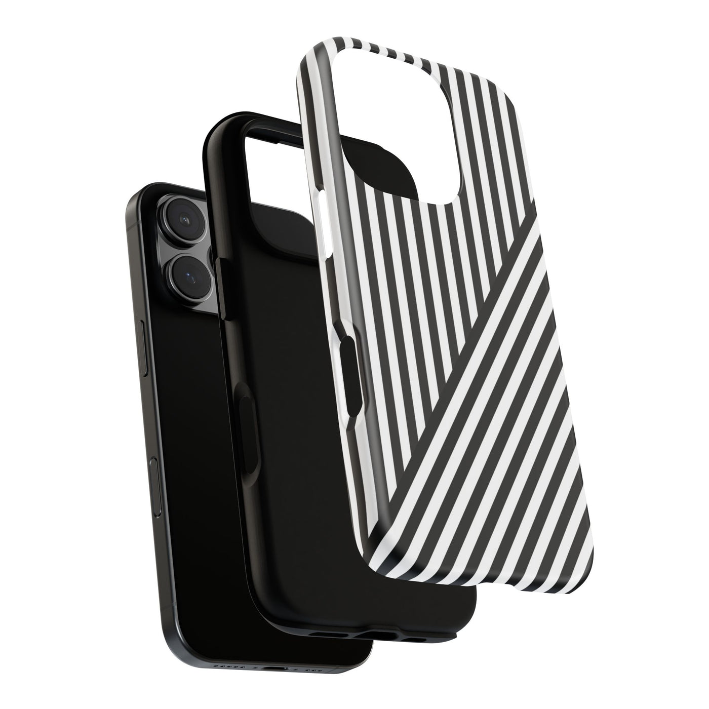 Aesthetic Tough Black White Stripes Phone Case - For iPhone 17 Pro Max iPhone 16 Pro iPhone 15 Iphone 14 Plus 13 Pro 12 11 10 XR - Studio40ParkLane