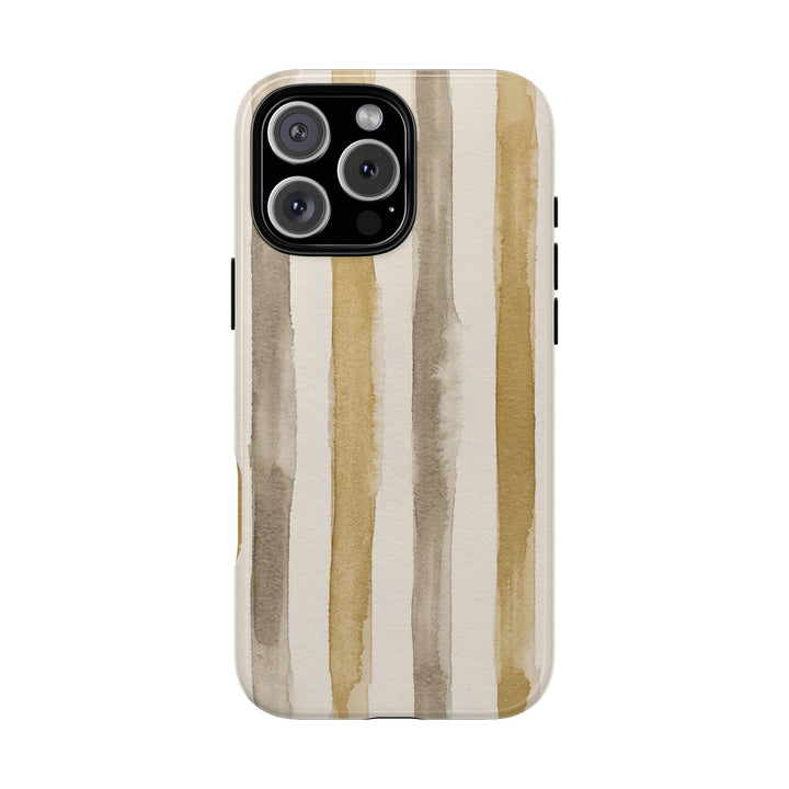 Tough Cute Brown Beige Stripes Phone Case, for IPhone 17 Pro Max | Iphone 17 Air, Iphone 16, IPhone 15, 14 13 12, Samsung Galaxy S26, S25, S24, S23 - Studio40ParkLane